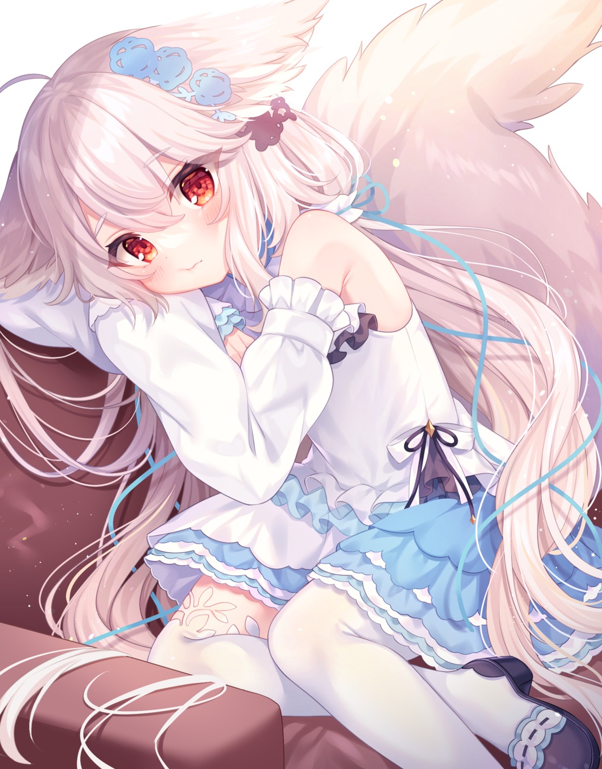 animal_ears heels kitsune komachi_pochi tail thighhighs