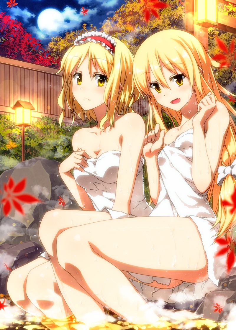 alice_margatroid bathing cleavage kirisame_marisa onsen sazanami_mio touhou towel wet