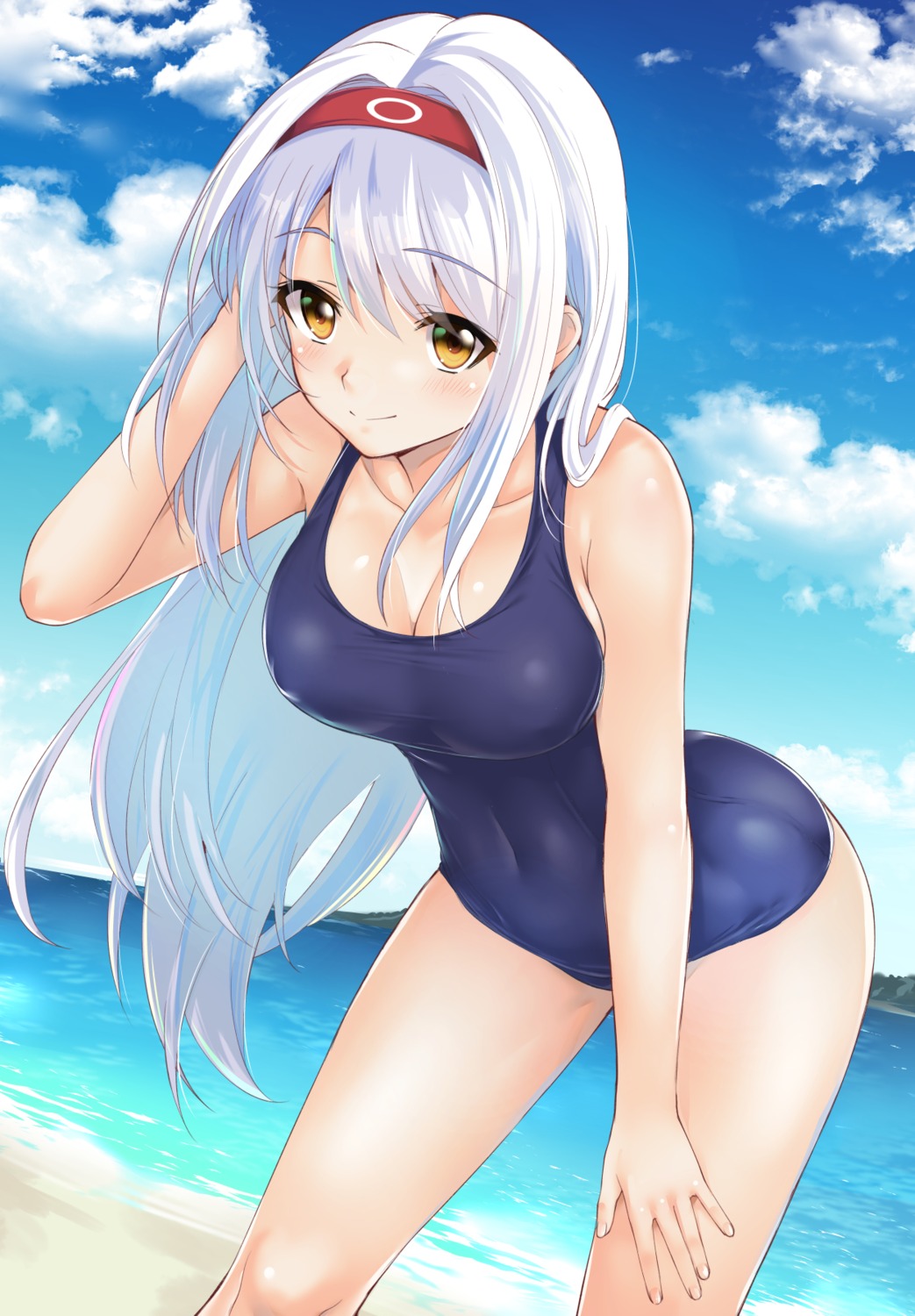 cleavage erect_nipples ipuu_(el-ane_koubou) kantai_collection school_swimsuit shoukaku_(kancolle) swimsuits