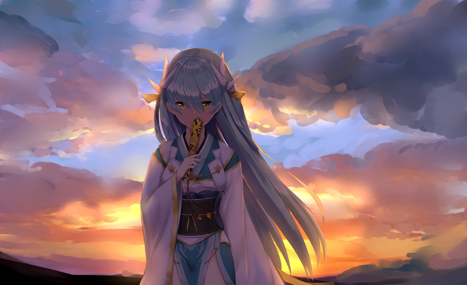 fate/grand_order horns i.f.s.f japanese_clothes kiyohime_(fate/grand_order)