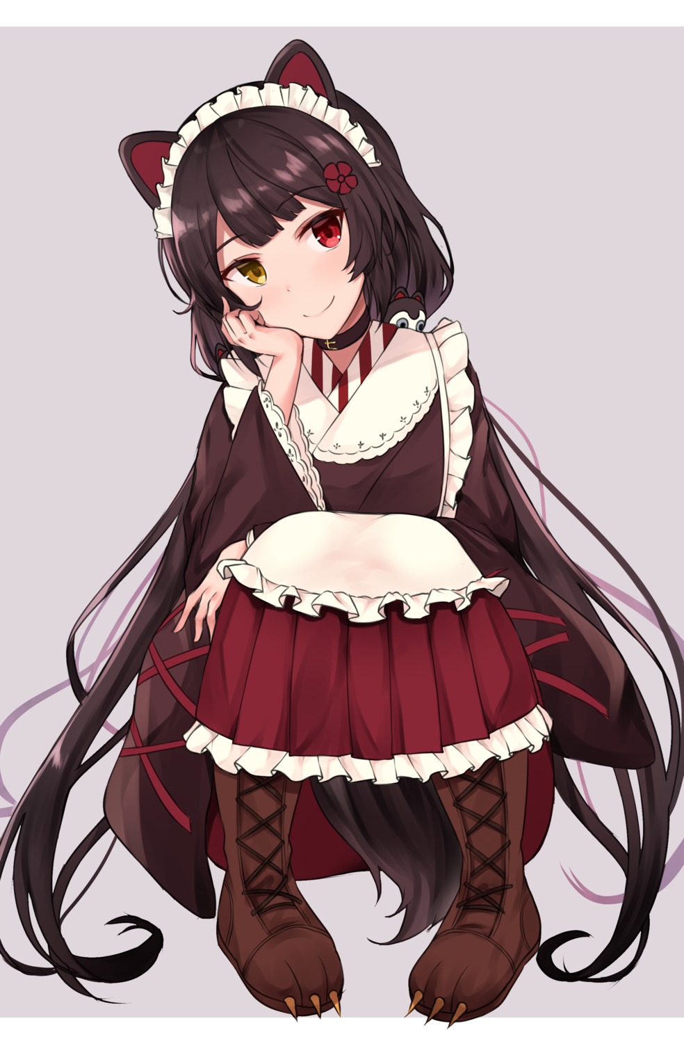 animal_ears heterochromia inui_toko inumimi kirikan maid nijisanji skirt_lift tail wa_maid