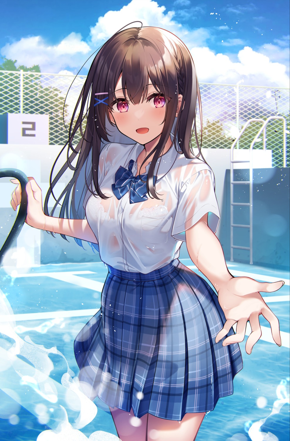 bra kisaragi_yuri see_through seifuku tachibana_sara_(kisaragi_yuri) wet wet_clothes