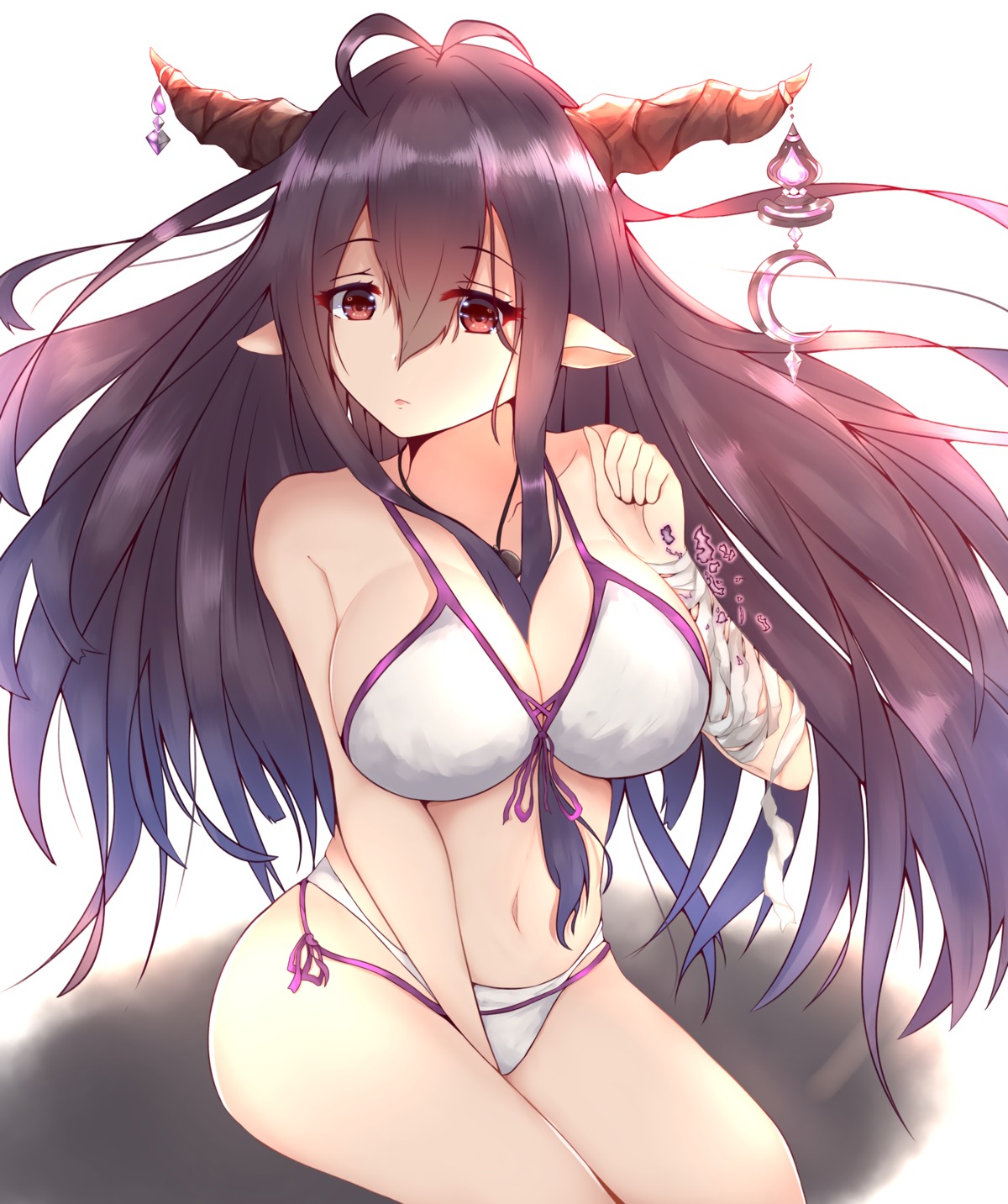 ayase_chisato_(ay_c1) bandages bikini cleavage danua granblue_fantasy horns pointy_ears swimsuits