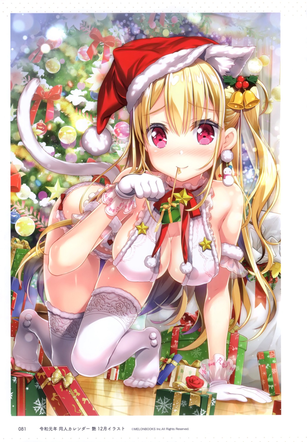 animal_ears christmas fujima_takuya lingerie nekomimi pantsu see_through tail thighhighs