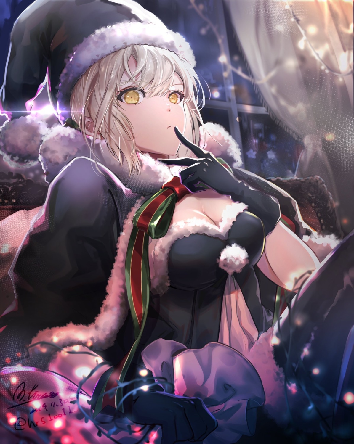 christmas cleavage fate/grand_order hirose_(10011) saber saber_alter