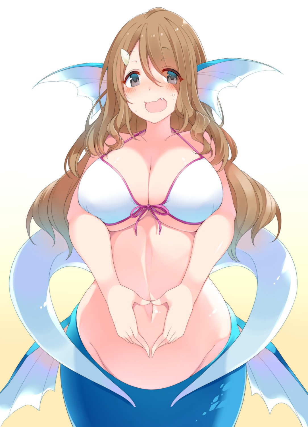 bikini_top cleavage matsunoki mermaid monster_girl swimsuits underboob