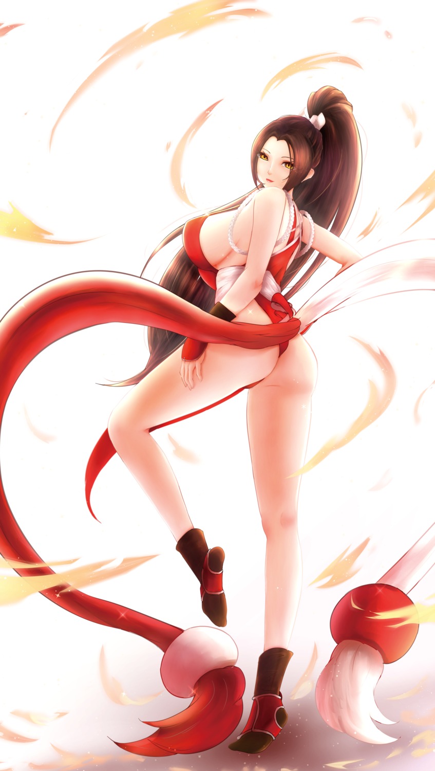 ass edwardapcychu japanese_clothes king_of_fighters no_bra shiranui_mai