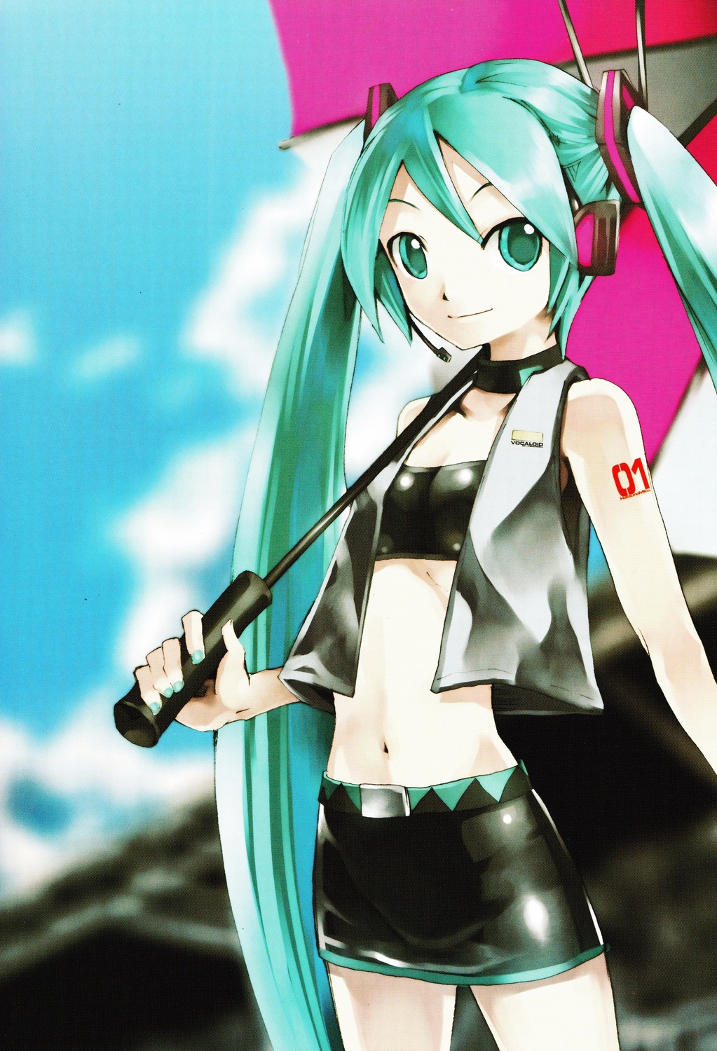 hatsune_miku headphones kei swimsuits tattoo umbrella vocaloid