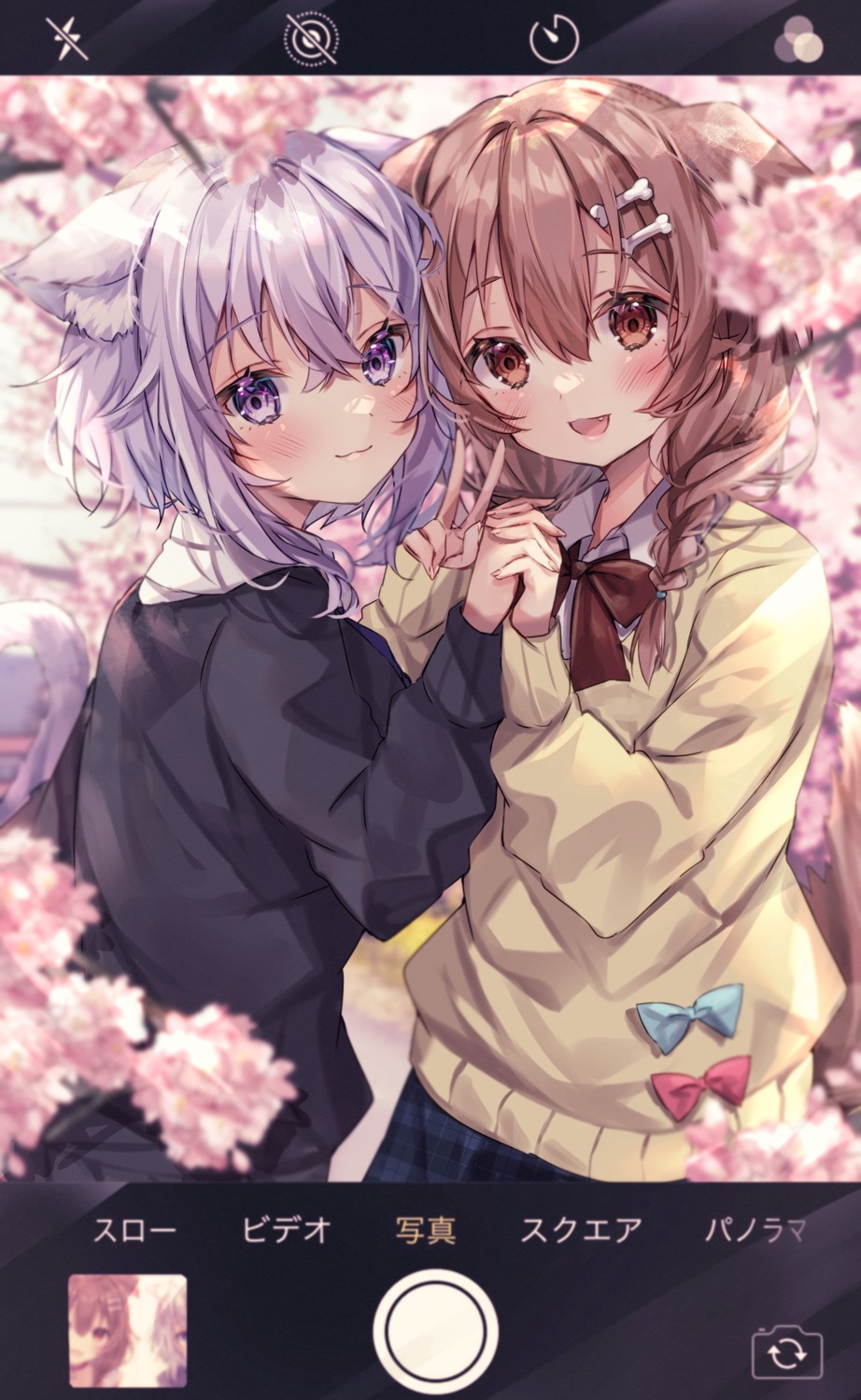 animal_ears hololive hololive_gamers inugami_korone inumimi nekomata_okayu nekomimi seifuku sorashima sweater tail