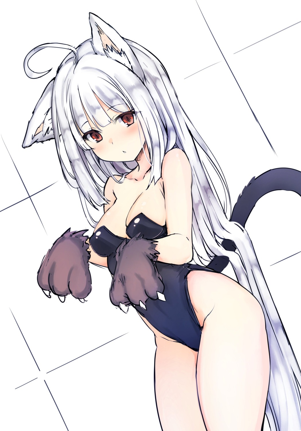 animal_ears leotard no_bra tail tatsuhiko