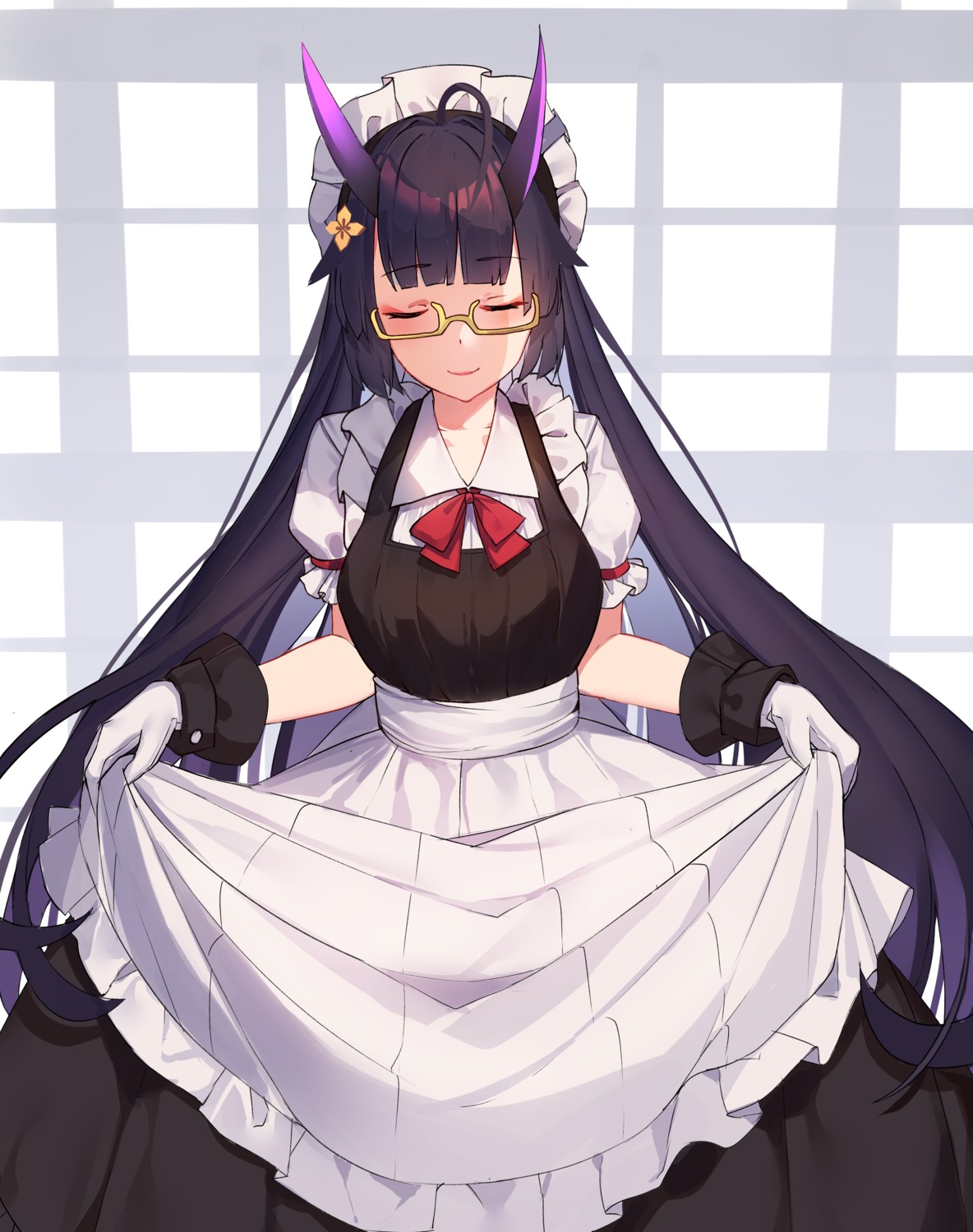 benghuai_xueyuan honkai_impact horns maid megane skirt_lift vierzeck