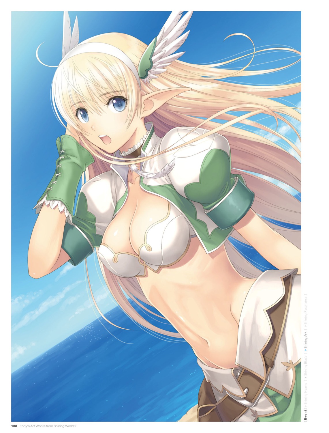 bikini_top cleavage digital_version elf elwing nopan pointy_ears shining_world swimsuits tony_taka