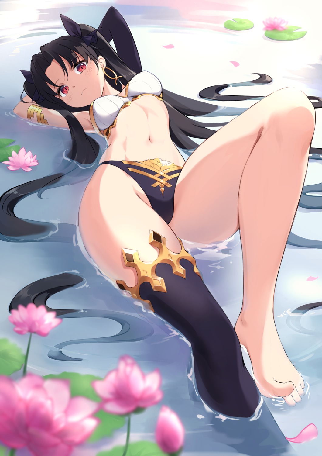 bikini_armor fate/grand_order feet ishtar_(fate/grand_order) mr_arme thighhighs wet