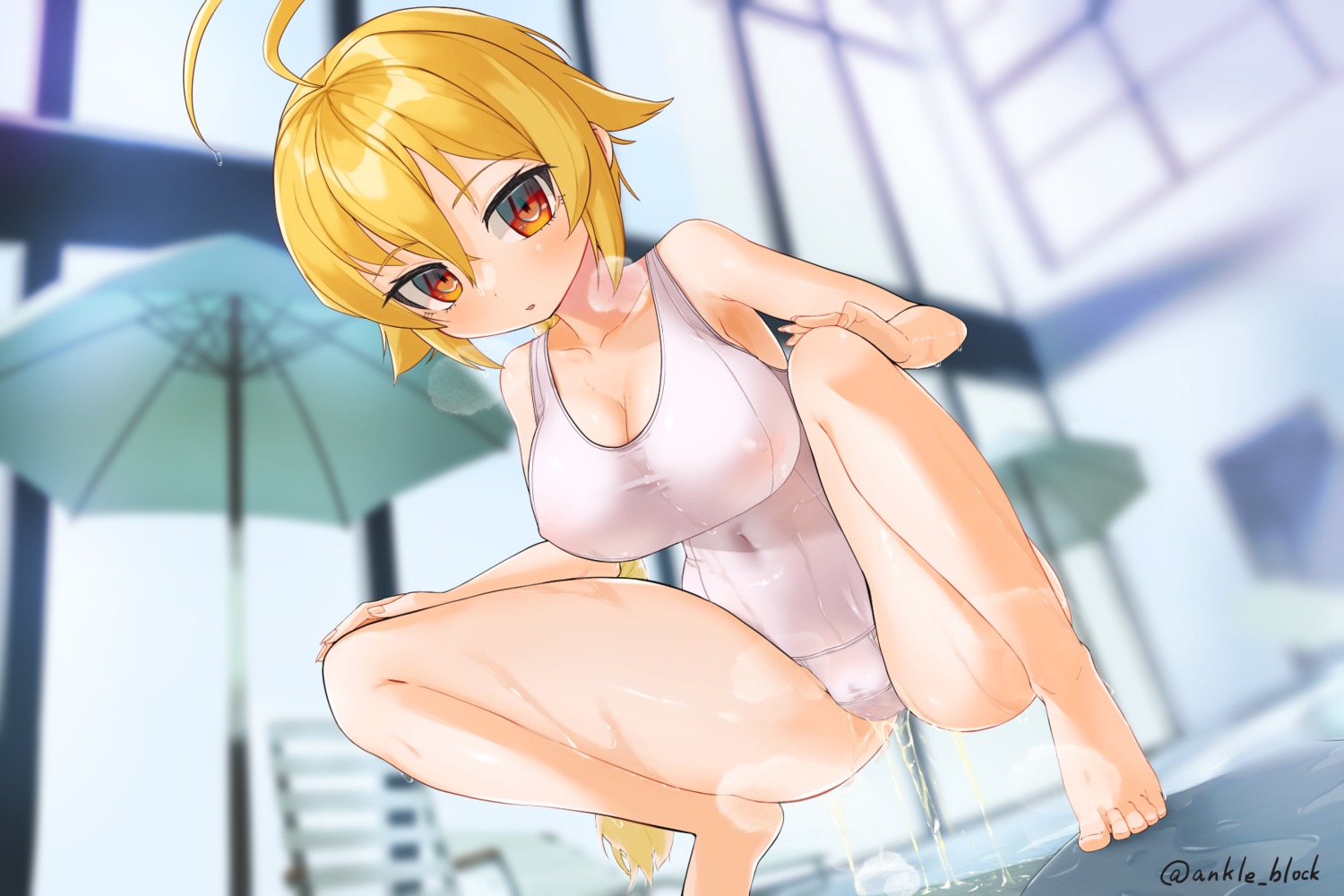 blazblue es_(xblaze_code:_embryo) many_ankles nipples pee school_swimsuit see_through swimsuits xblaze_code:_embryo