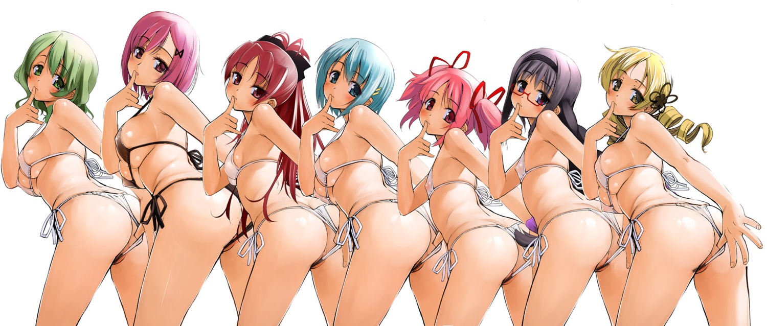 akemi_homura ass bikini censored erect_nipples kaname_junko kaname_madoka loli miki_sayaka puella_magi_madoka_magica sakura_kyouko sasayuki shizuki_hitomi swimsuits tomoe_mami underboob