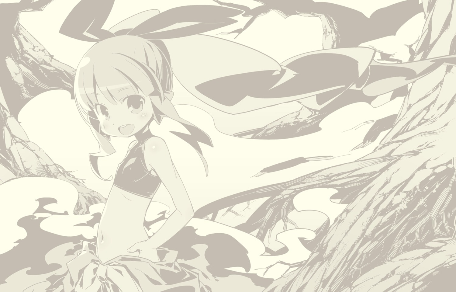 erect_nipples himukai_yuuji loli monochrome wallpaper