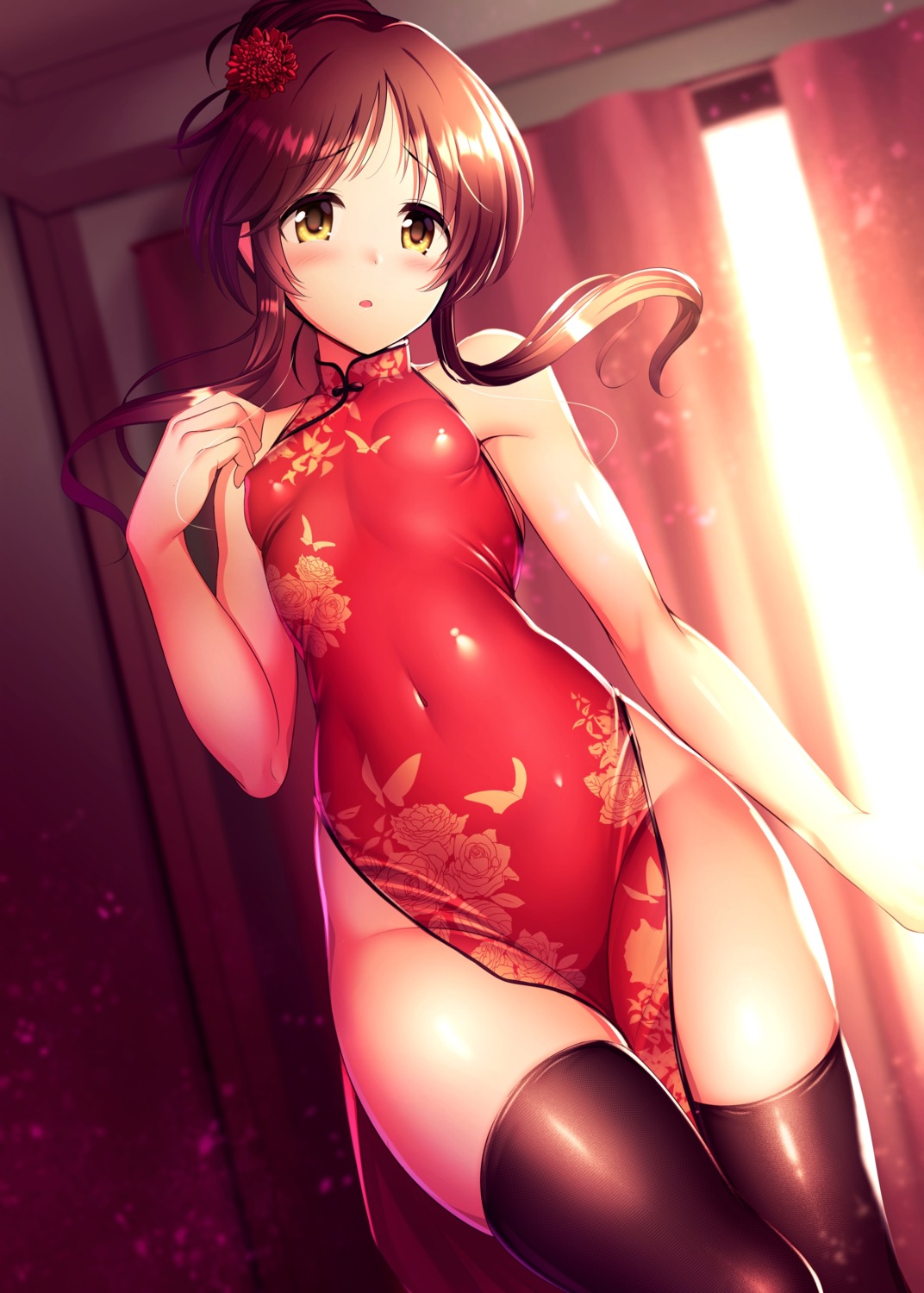 chinadress erect_nipples ment nopan takamori_aiko the_idolm@ster the_idolm@ster_cinderella_girls thighhighs