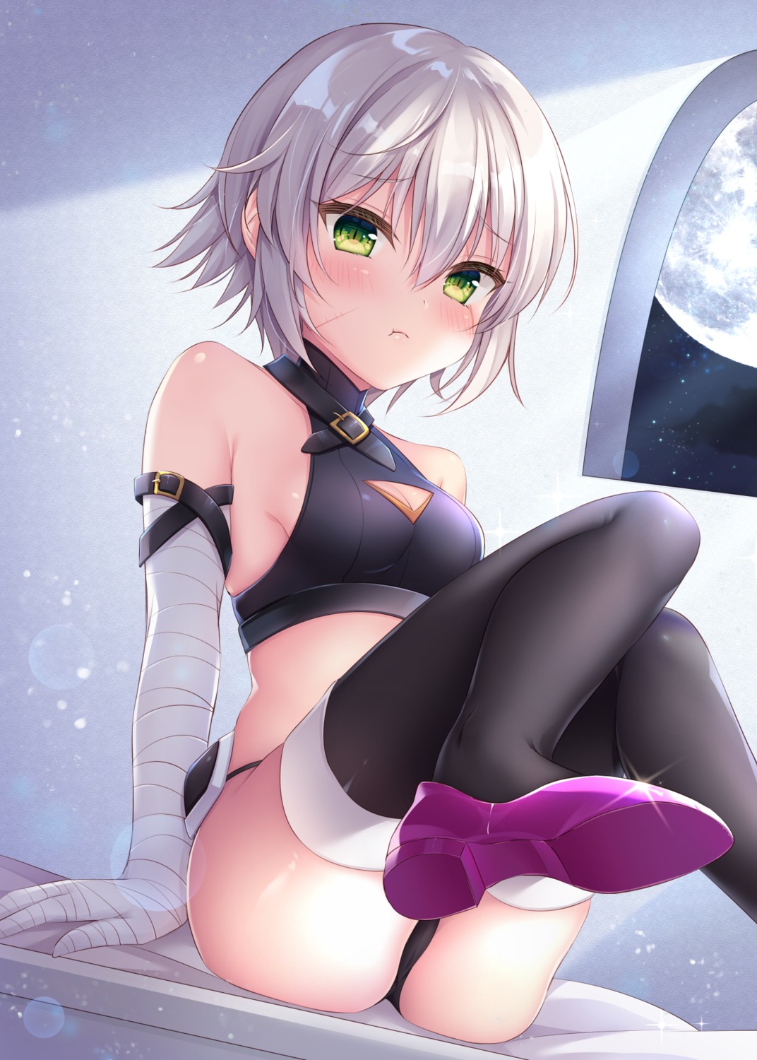 bandages cleavage fate/apocrypha fate/stay_night jack_the_ripper no_bra pantsu shikitani_asuka thighhighs thong