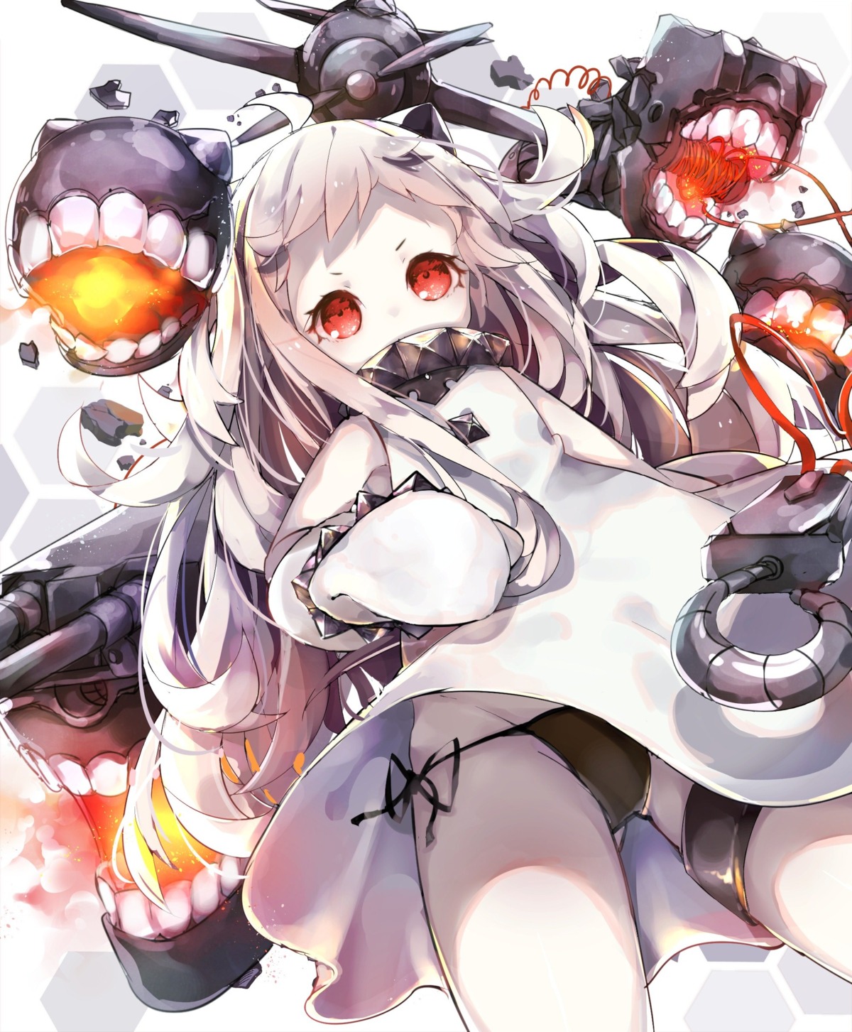 dress eno_ko garter horns kantai_collection northern_ocean_hime pantsu string_panties