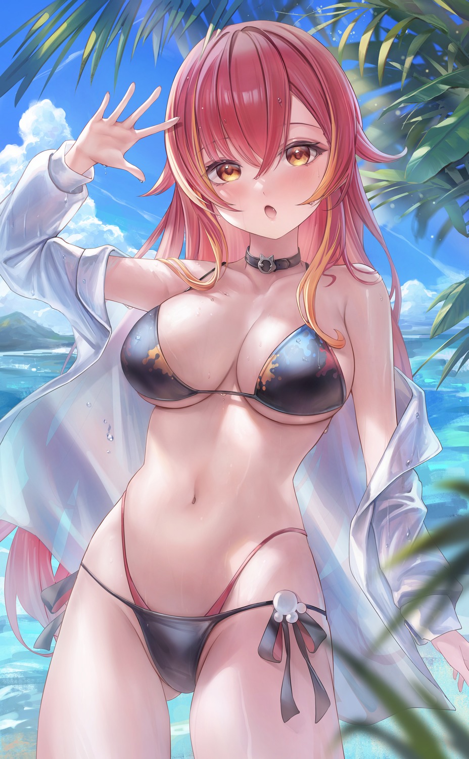 bikini nekota_tsuna open_shirt swimsuits vspo! yahiro_(heartseek000)