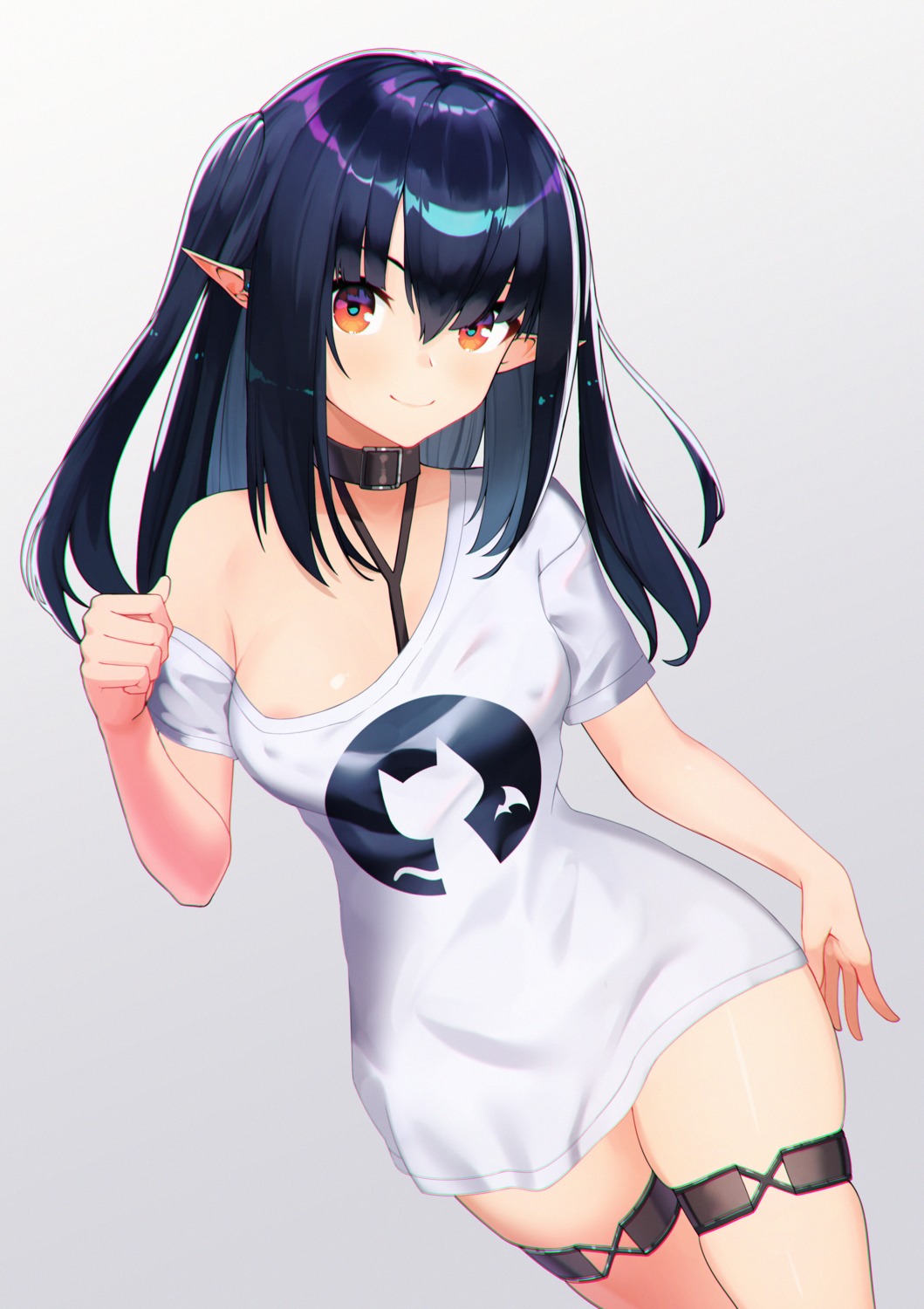 areola arknights closure_(arknights) erect_nipples ett garter no_bra pointy_ears wardrobe_malfunction