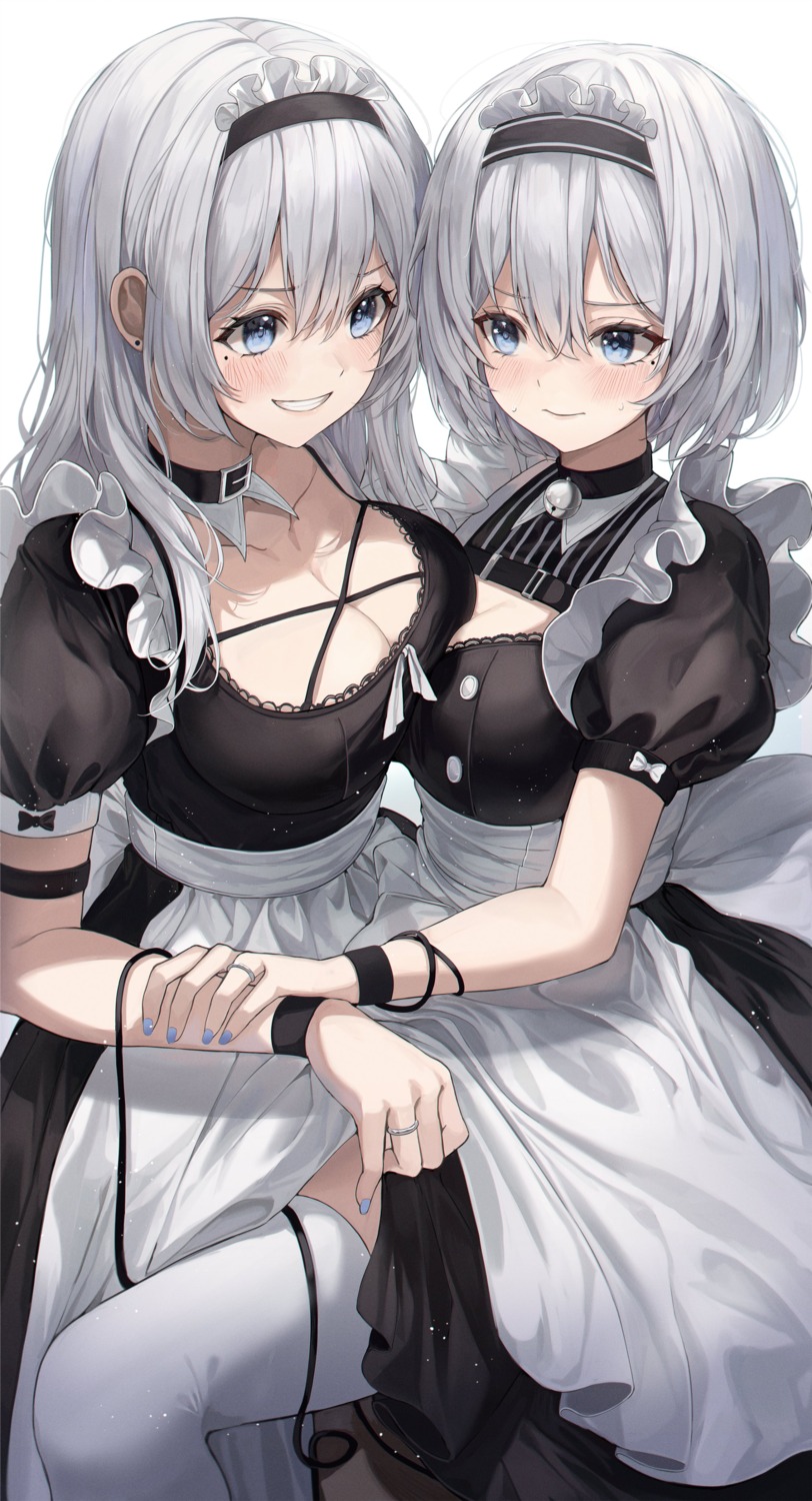 2gong_(9ujin_) cleavage maid symmetrical_docking thighhighs