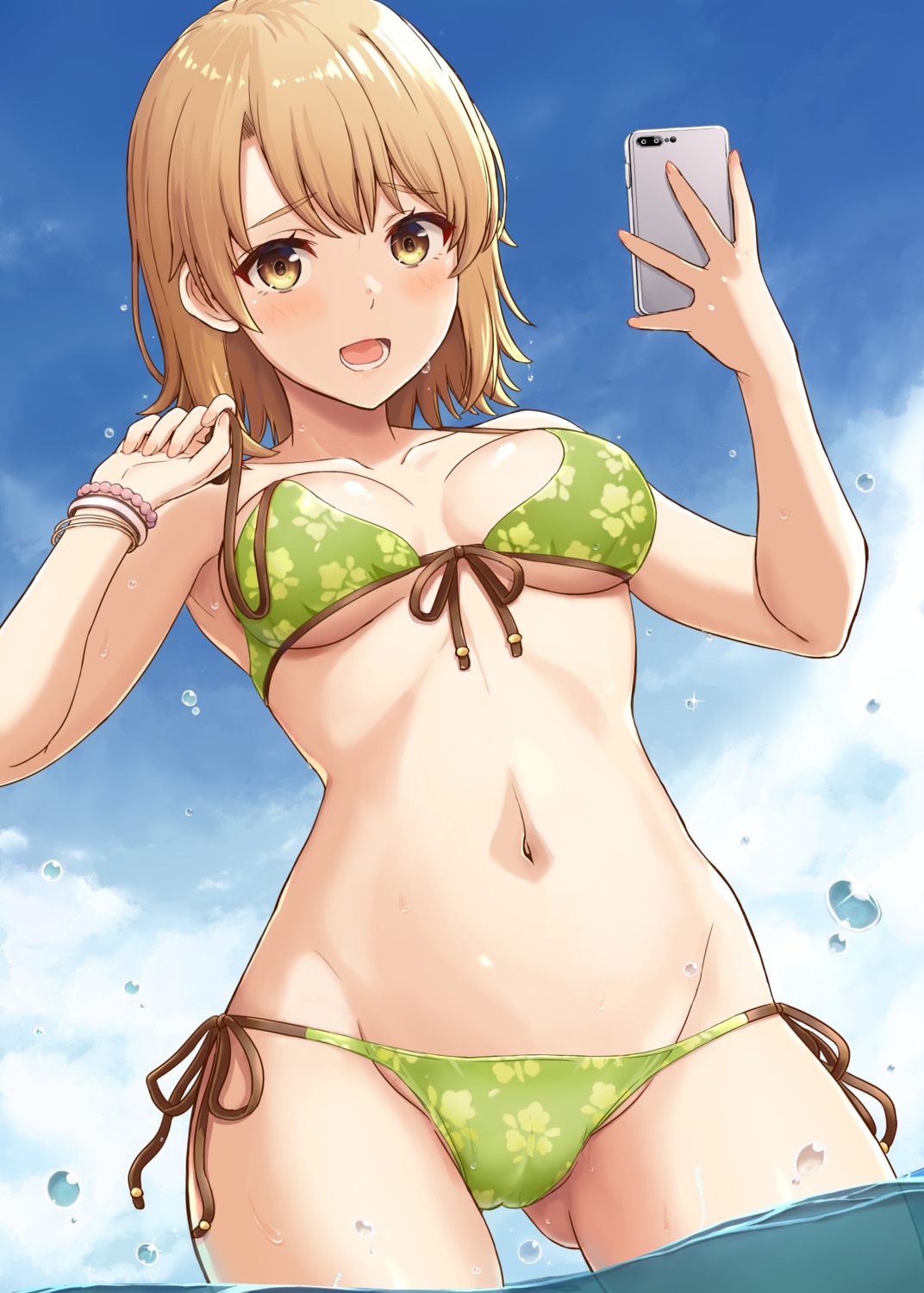 bikini cameltoe inanaki_shiki isshiki_iroha swimsuits undressing wet yahari_ore_no_seishun_lovecome_wa_machigatteiru.