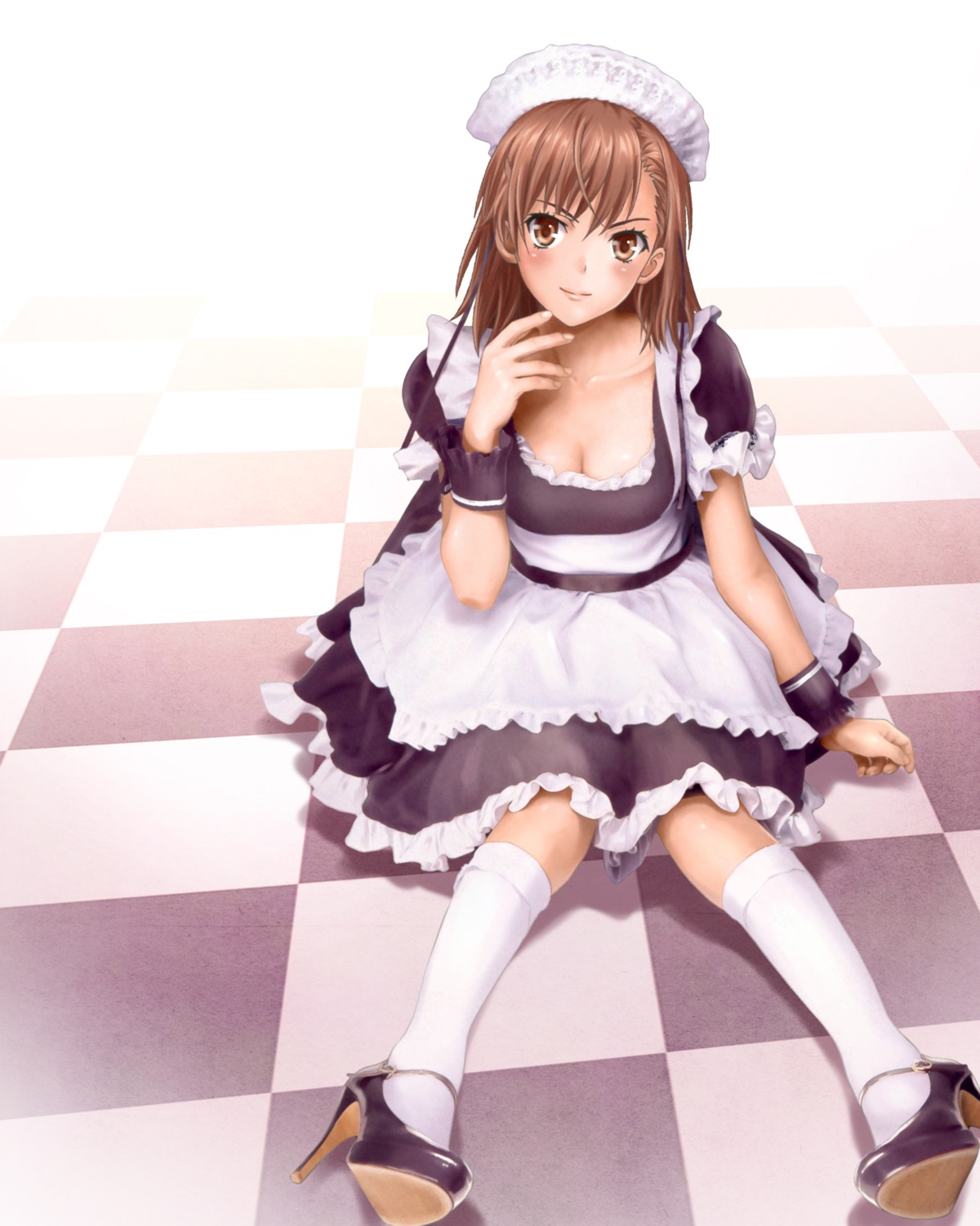 ariontang cleavage maid misaka_mikoto to_aru_kagaku_no_railgun to_aru_majutsu_no_index