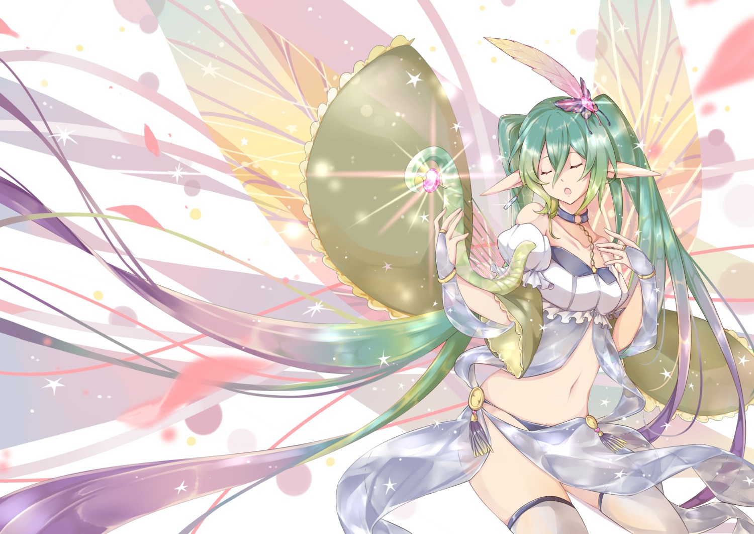 beijixiong hatsune_miku pantsu pointy_ears see_through thighhighs vocaloid wings