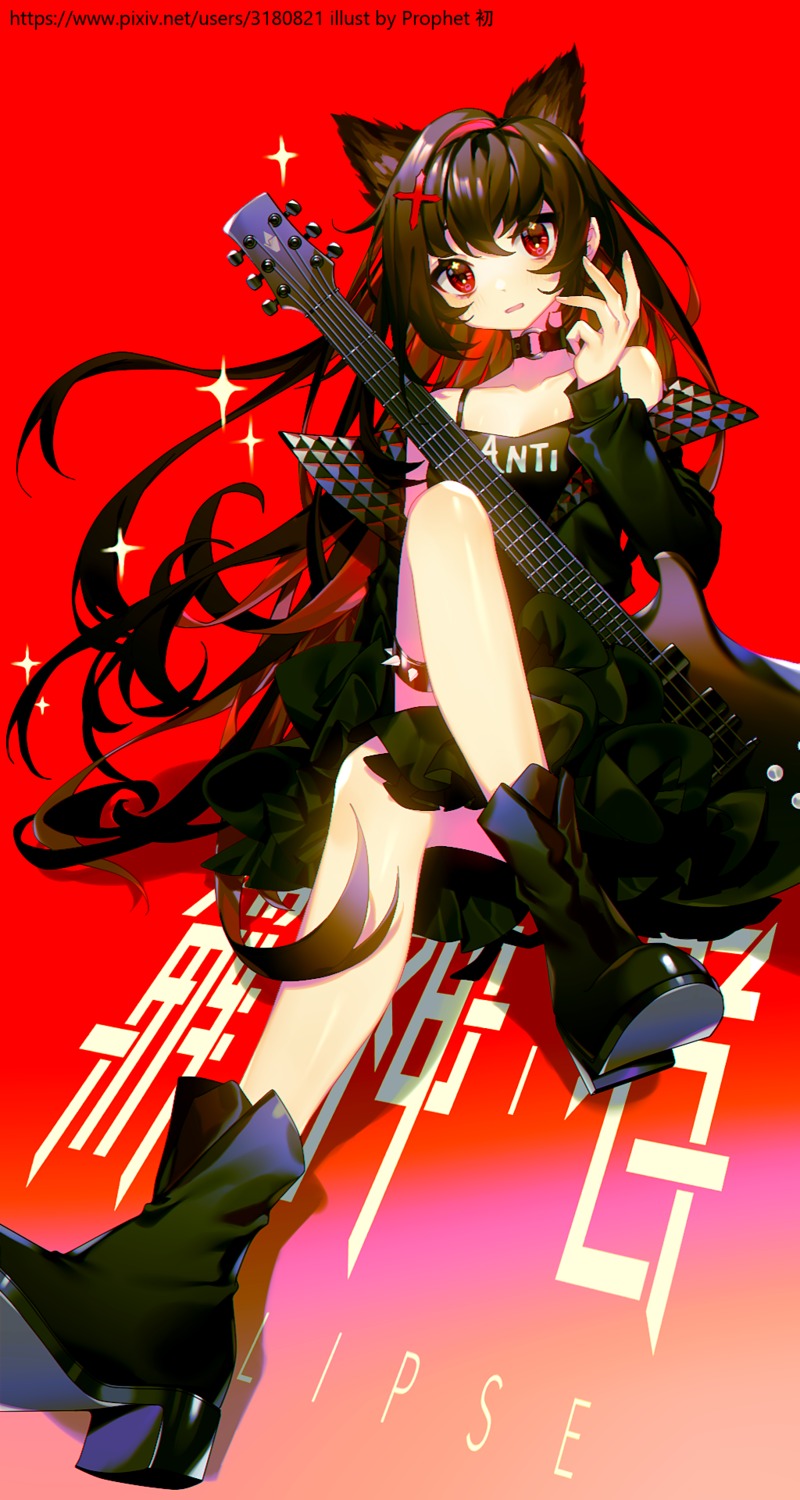 animal_ears garter guitar heels nekomimi prophet_chu