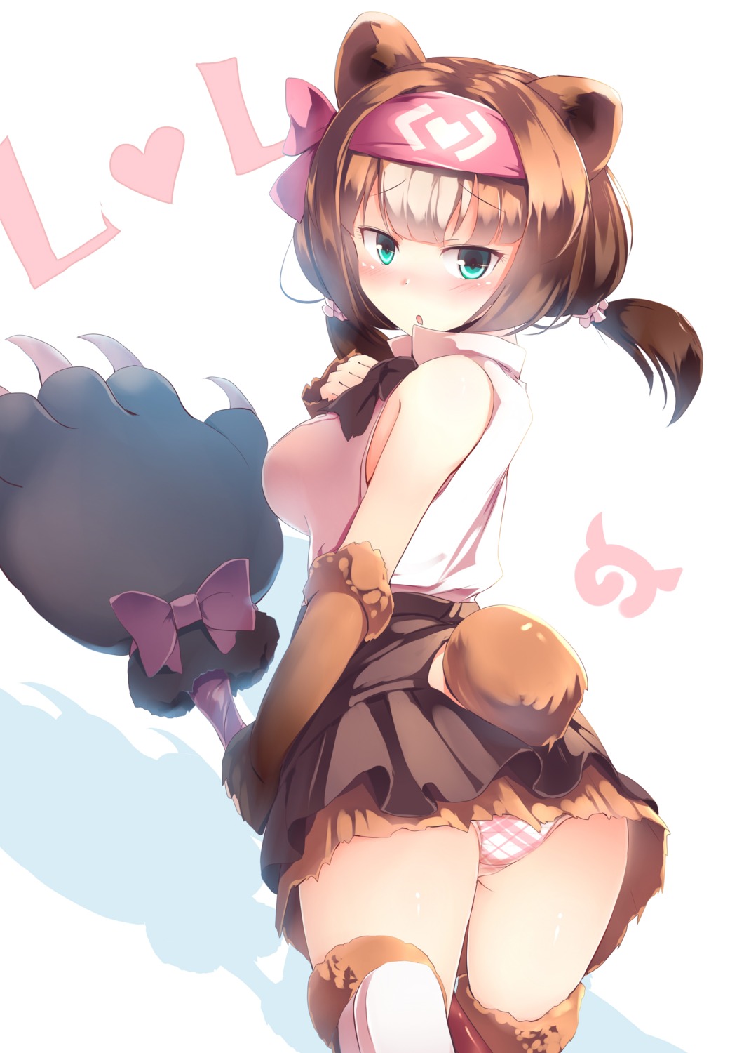 animal_ears ass kanzakietc kemono_friends kodiak_bear_(kemono_friends) pantsu tail thighhighs