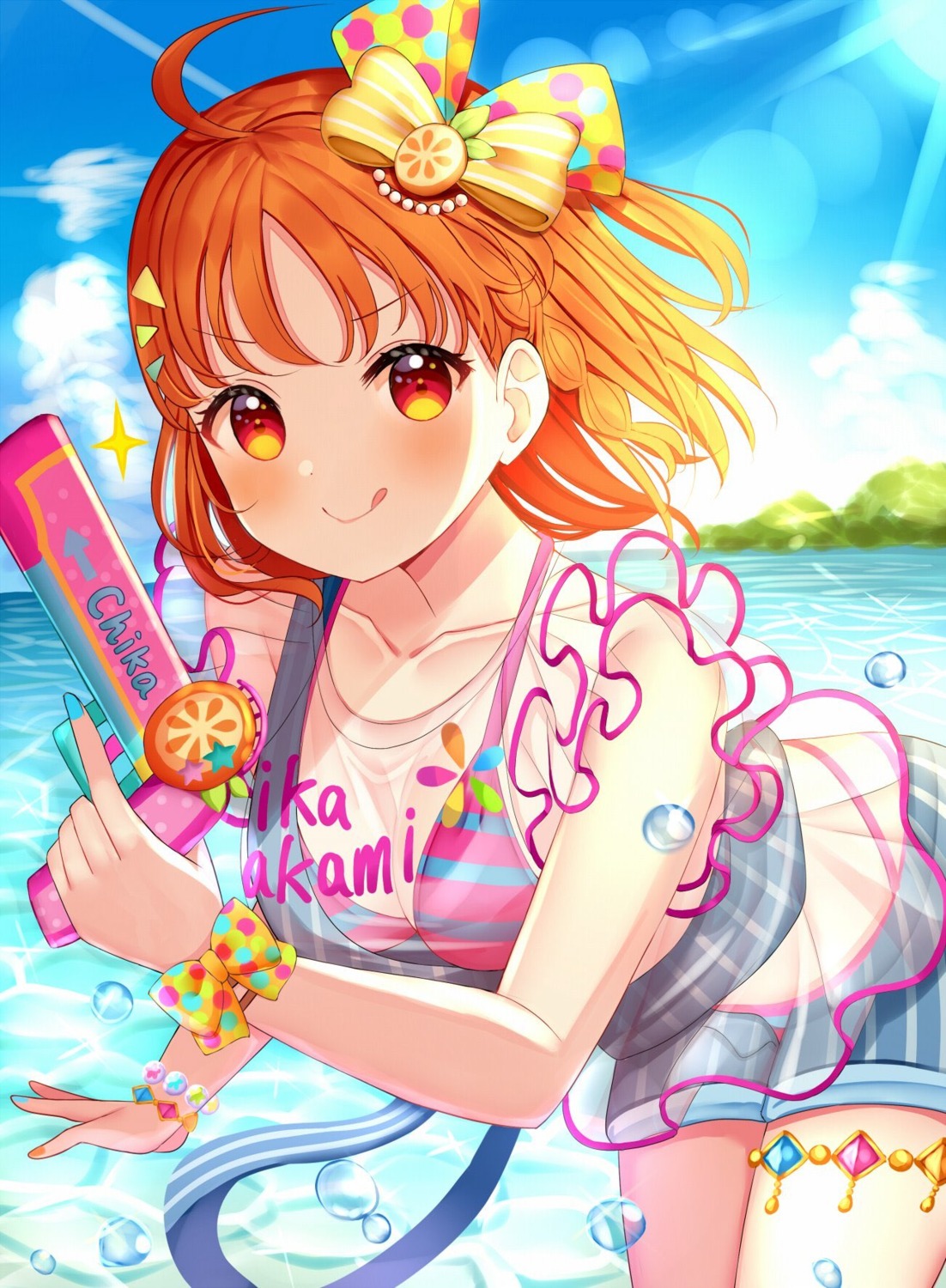 bikini garter gun love_live!_sunshine!! mizukoshi_(marumi) see_through swimsuits takami_chika