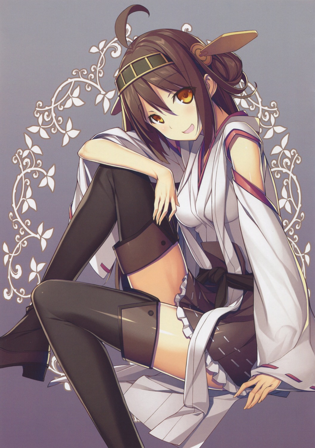 heels kantai_collection kikuchi_seiji kongou_(kancolle) raw_scan scanning_dust thighhighs