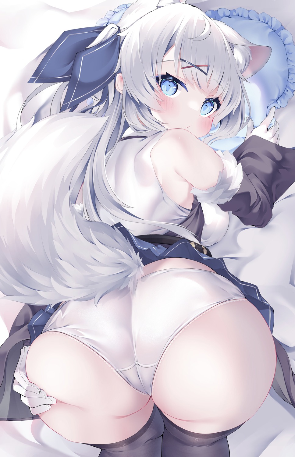 animal_ears ass ass_grab konagi_(konachi_e) pantsu skirt_lift tail thighhighs thong