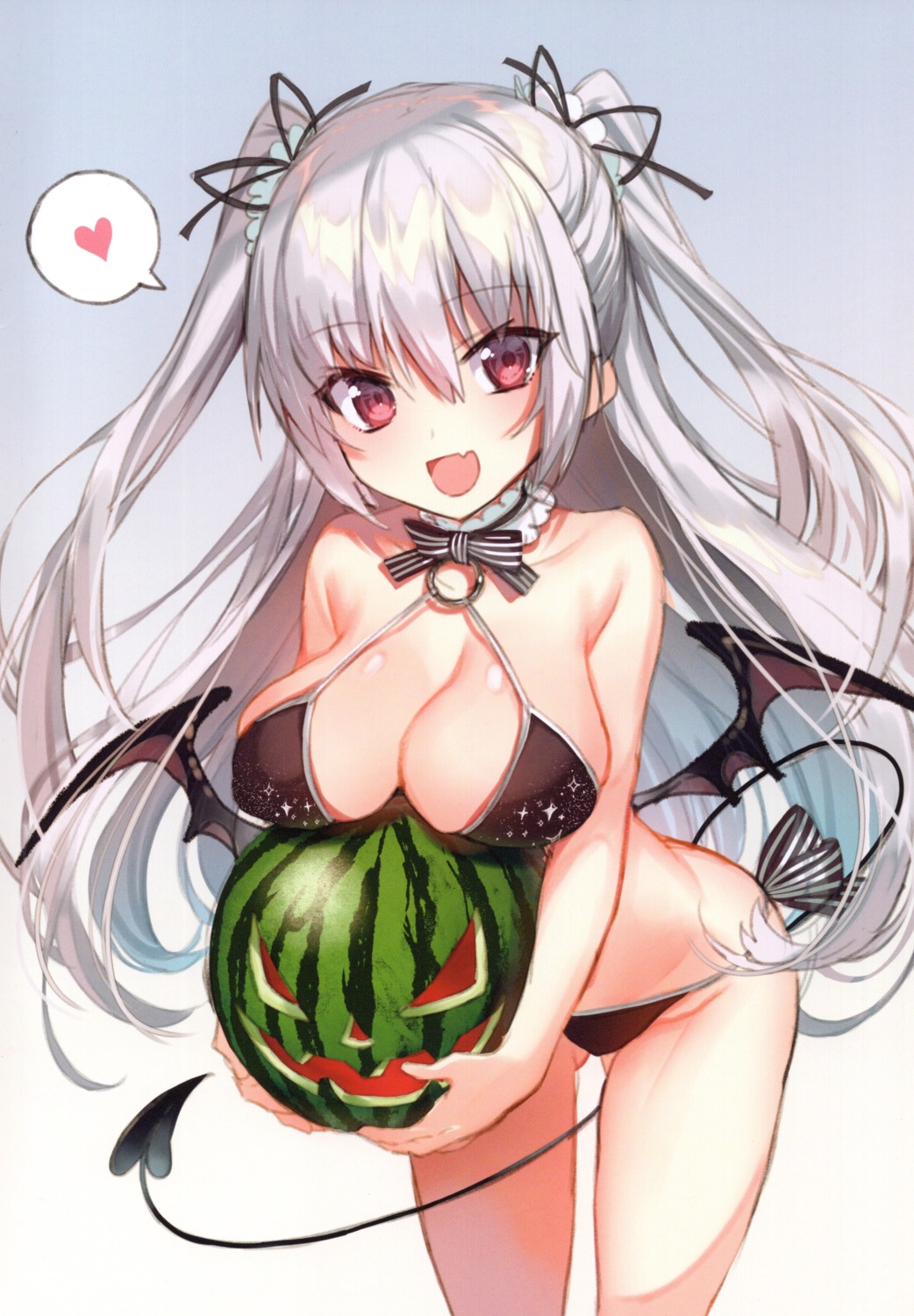 bikini breast_hold devil halloween swimsuits tail wings yusano