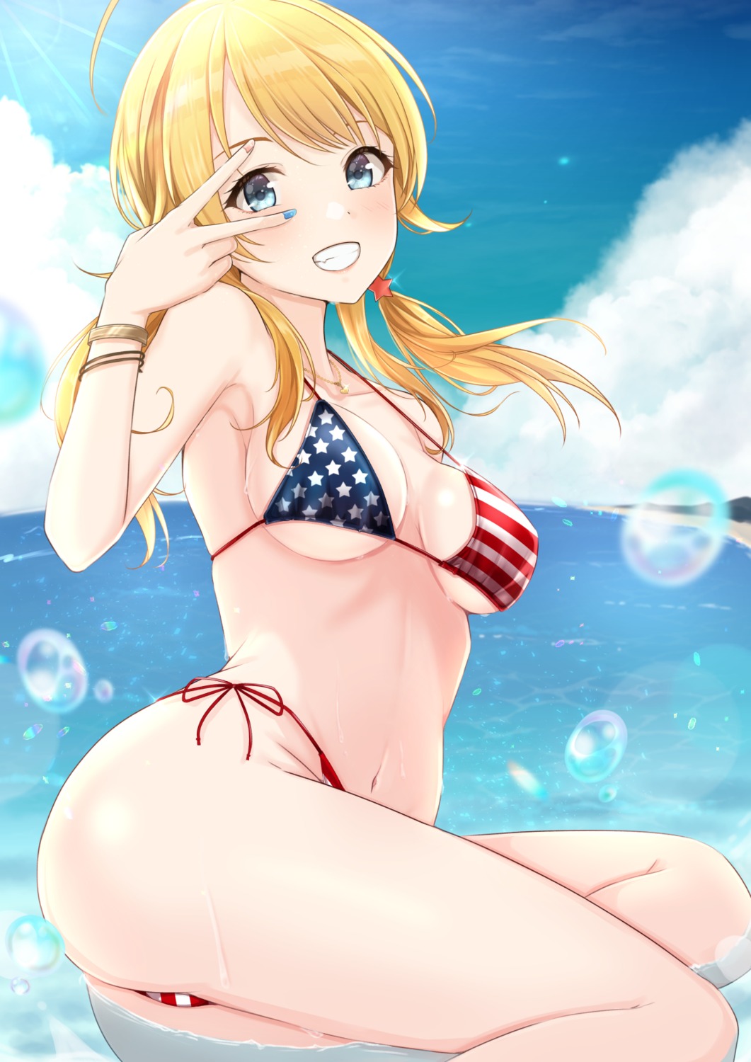 ass bikini hachimiya_meguru swimsuits the_idolm@ster the_idolm@ster_shiny_colors thong wet yuzuyu_(hyui)