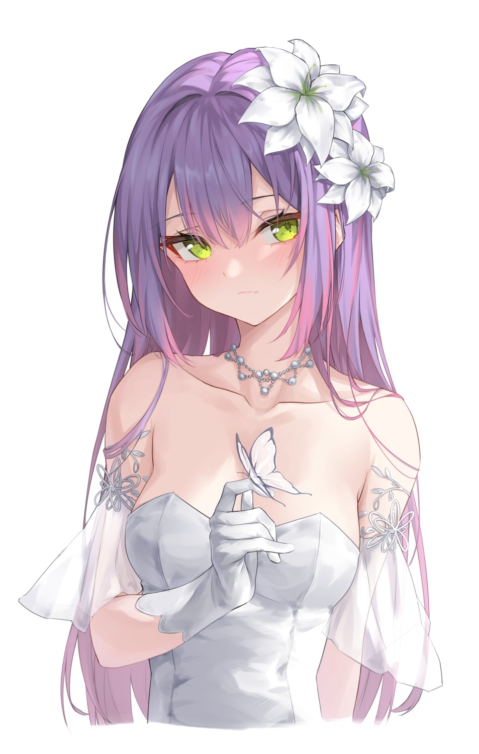 dress gin9684 hololive no_bra see_through tokoyami_towa wedding_dress