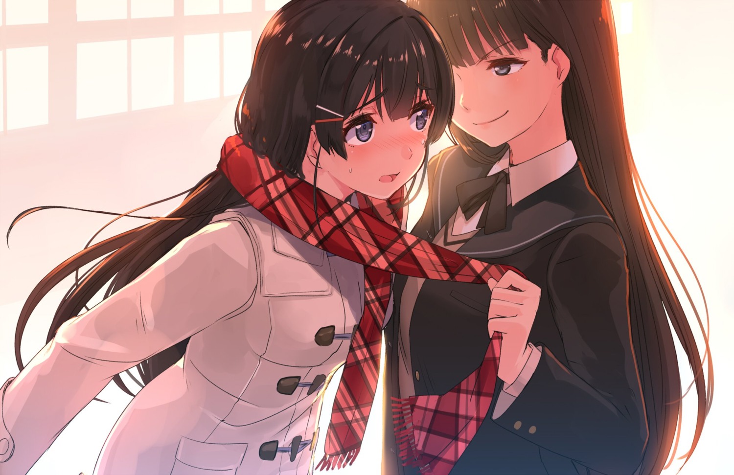 akasa_ai amagami ayatsuji_tsukasa crossover nijisanji seifuku sweater tsukino_mito yuri