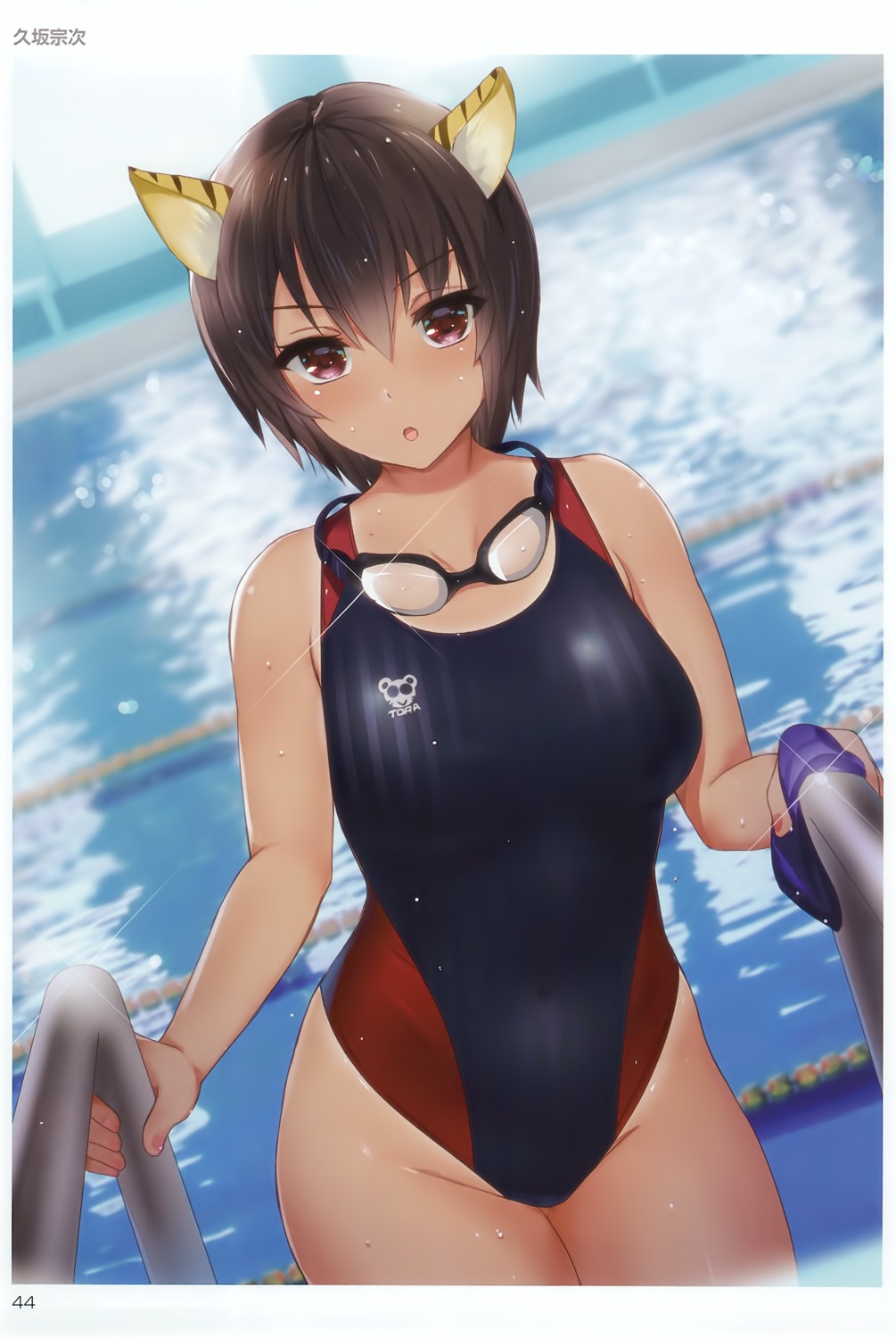 animal_ears kusaka_souji swimsuits tan_lines toranoana