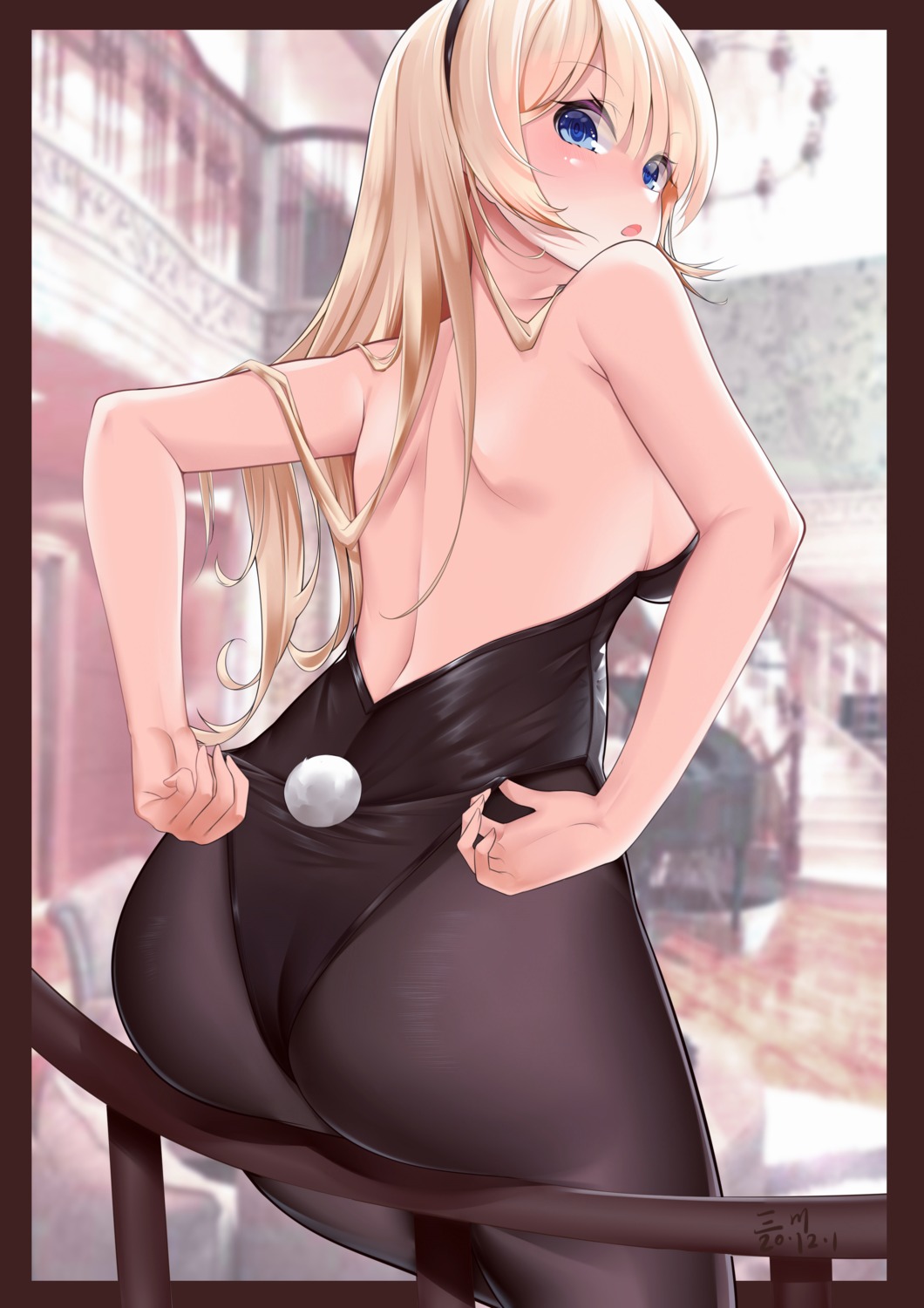 ass bunny_girl mikawa_sansen no_bra pantyhose tail