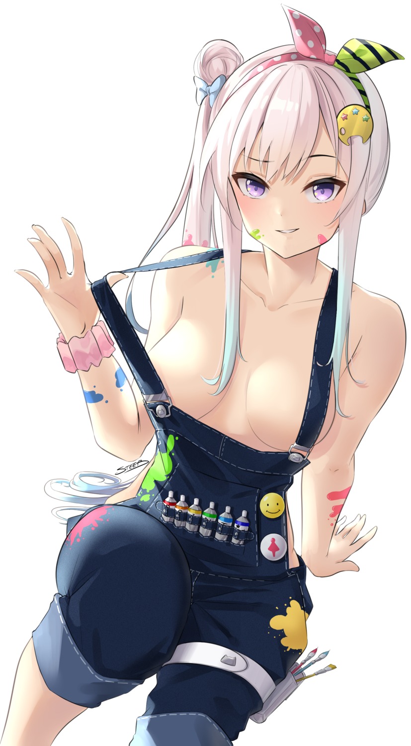 airani_iofifteen garter hololive hololive_indonesia no_bra overalls steeb undressing