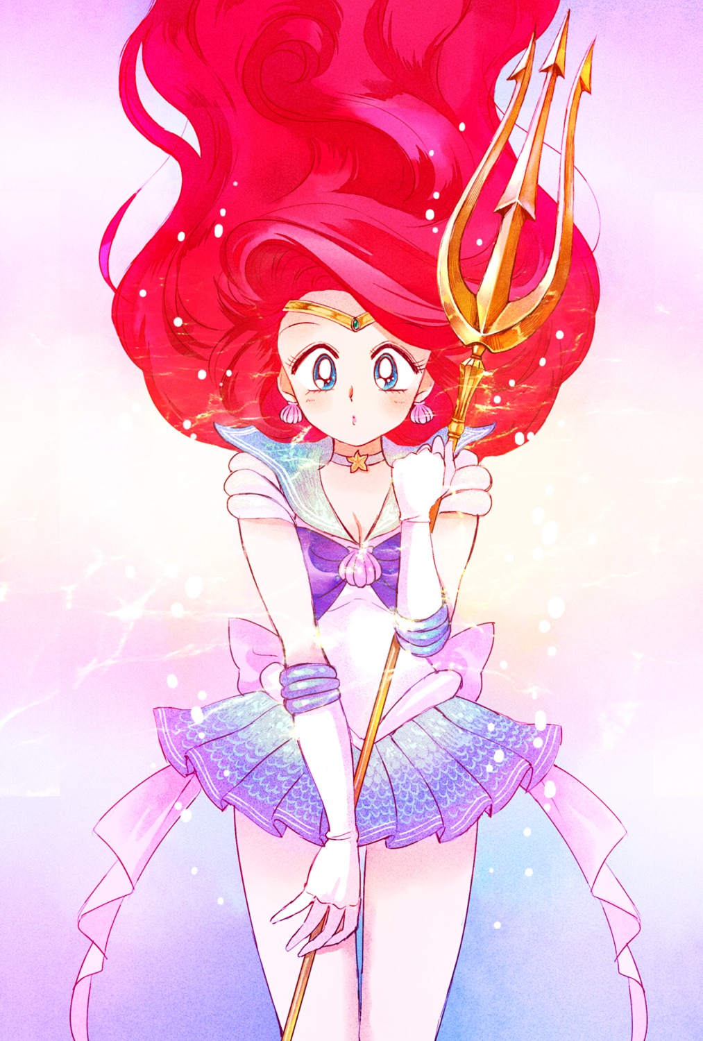 cleavage cosplay princess_ariel sailor_moon shira_(busi) the_little_mermaid weapon