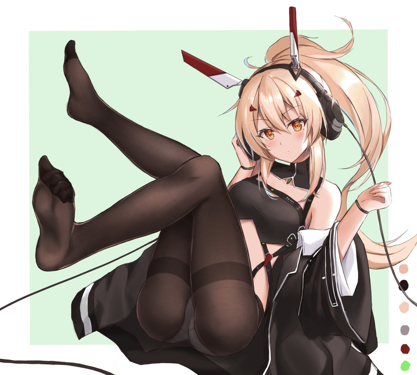 ayanami_(azur_lane) azur_lane feet headphones pantsu pantyhose resonancq