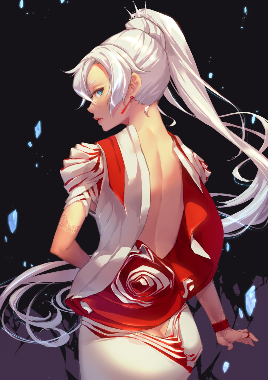 dress no_bra rwby splish weiss_schnee