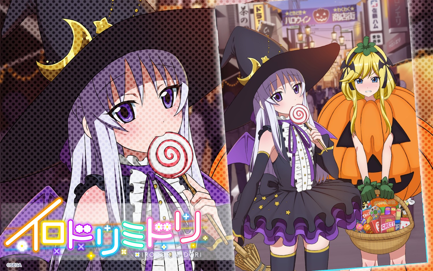 dress halloween irodori_midori kobotoke_nagi ogata_aliciana tagme thighhighs wallpaper witch