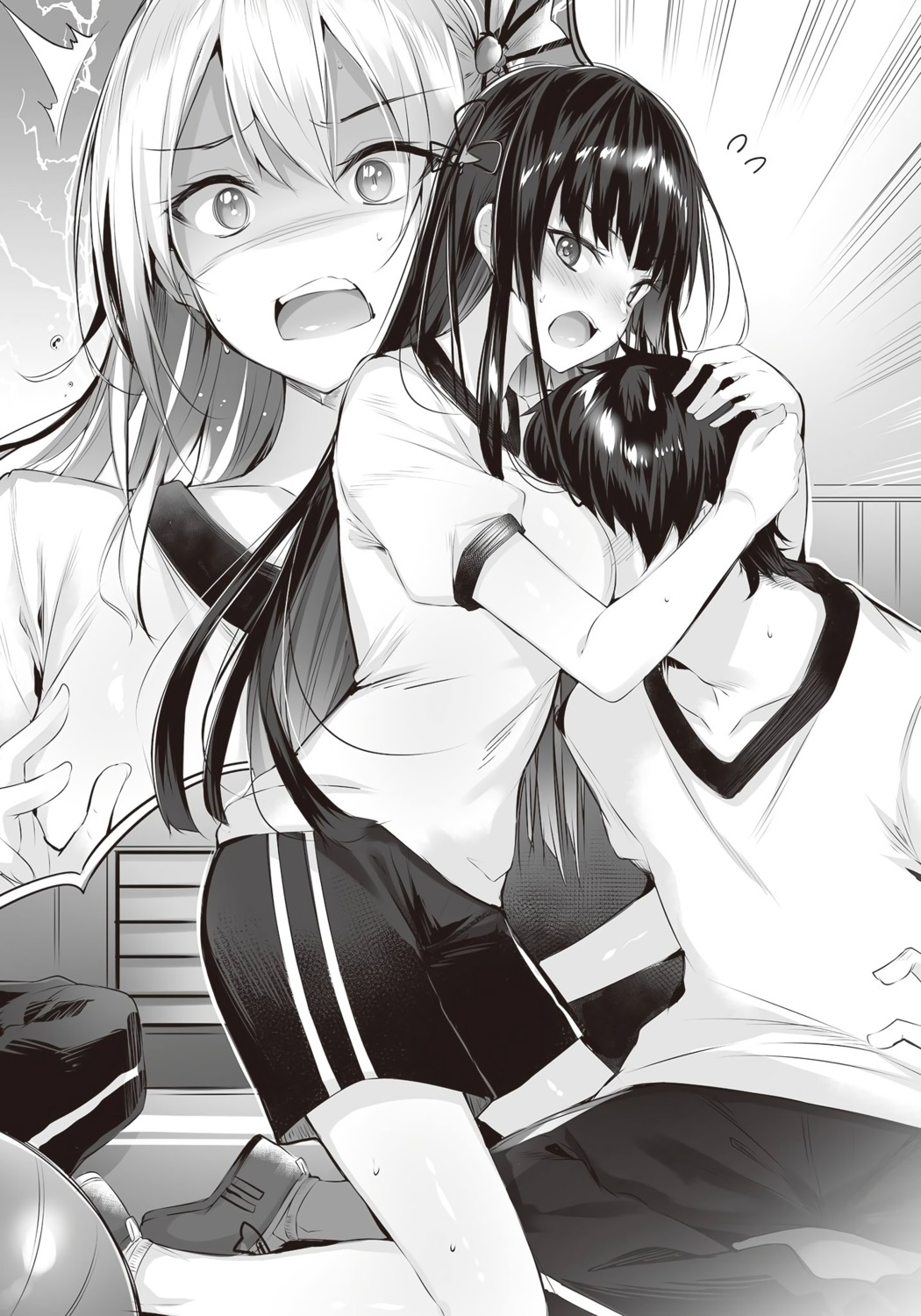 gym_uniform kakao kawaii_onna_no_ko_ni_kouryaku_sareru_no_wa_suki_desu_ka? monochrome nanjou_kisa shizukawa_rinka