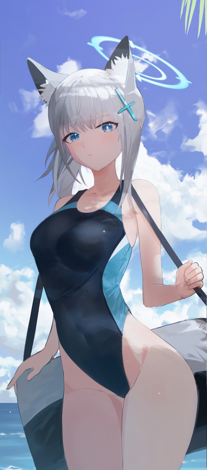 animal_ears blue_archive corrugatedrush halo nekomimi sunaookami_shiroko swimsuits