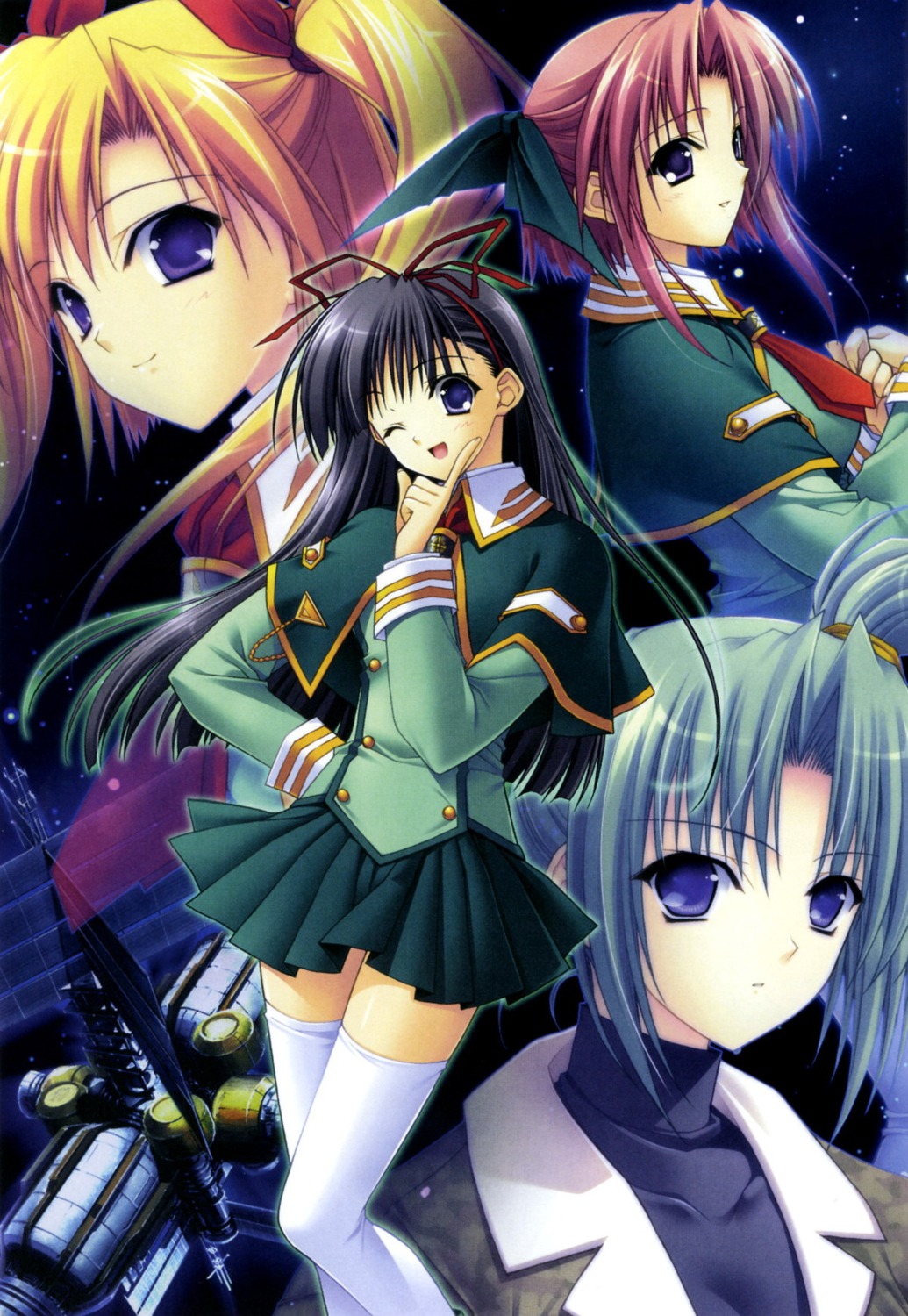 morisaki_nao nagase_sayaka navel nitta_aki soul_link suzuhira_hiro thighhighs uniform yamanami_yu