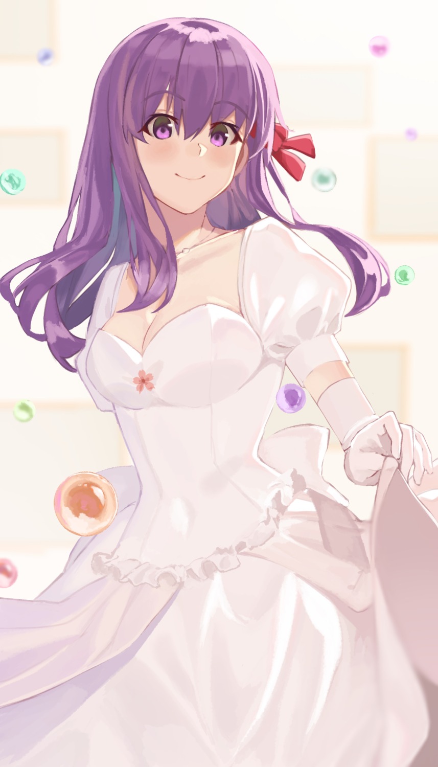 chip_le_cree cleavage dress fate/stay_night matou_sakura skirt_lift wedding_dress