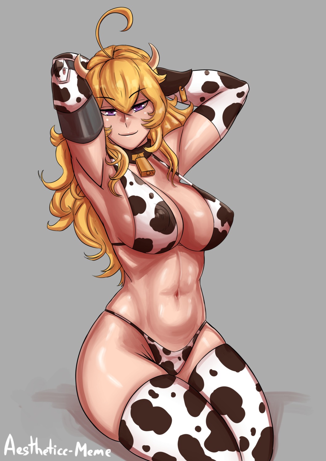 aestheticc-meme animal_ears bikini cleavage erect_nipples horns pantsu rwby swimsuits thighhighs yang_xiao_long